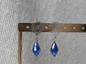 Oorstekers (zilver) transparant blauw