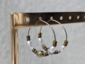 Oorringen (zilver) gerookt bruin