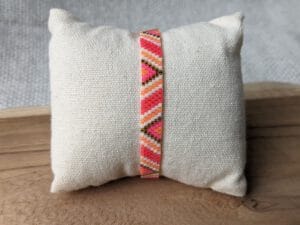 Weef armband driehoek koraal-roze-oranje (goud)