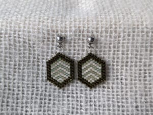 Oorstekers (zilver) veer groen