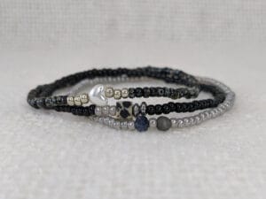 Armbanden set (zilver) zwart-picasso zwart-grijs