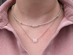 ketting set rozenkwarts goud