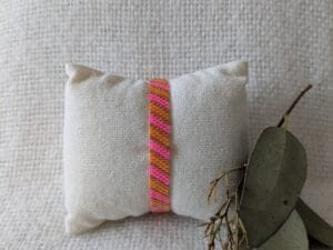 Weef armband strepen & kleur roze-oranje (goud)